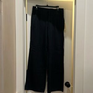 Nydj linen jeans wide leg navy blue 4